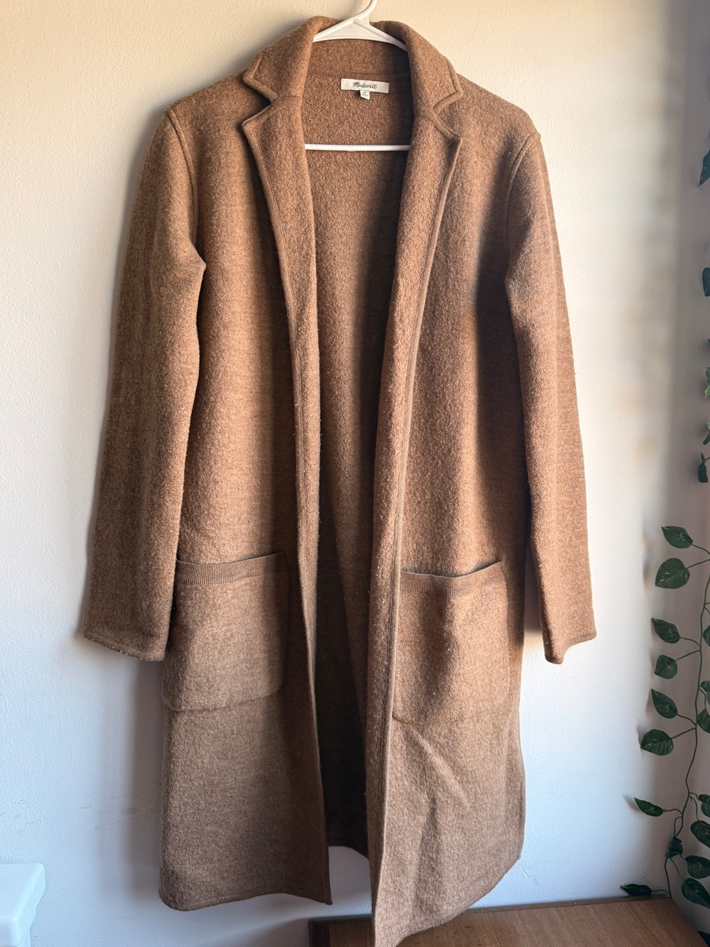 Madewell Camden Sweater Coat XS 100% Merino Wool Heather Caramel